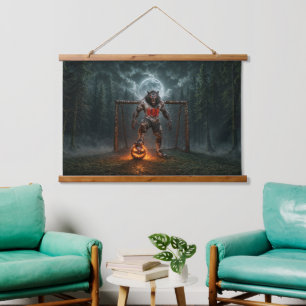 Werewolf-voetbalspeler Halloween-horror kunst Hangend Wandkleed