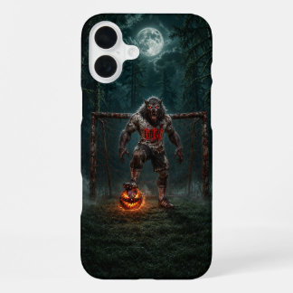 Werewolf-voetbalspeler Halloween-horror kunst iPhone 16 Plus Hoesje