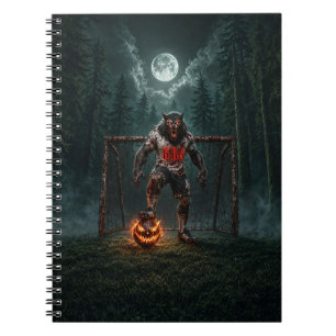 Werewolf Voetbalspeler Halloween Horror Kunst Notitieboek