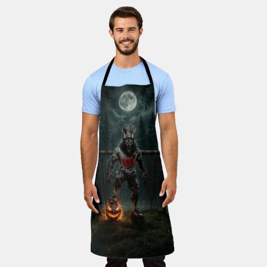Werewolf-voetbalspeler Halloween-horror kunst Schort (Gedragen)
