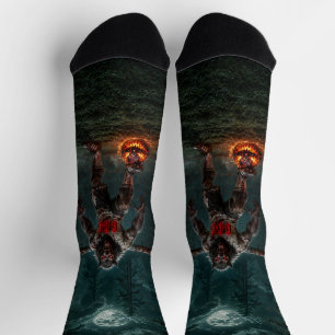 Werewolf-voetbalspeler Halloween-horror kunst Sokken