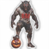 Werewolf Voetbalspeler Halloween Horror Kunst Sticker (Voorkant)