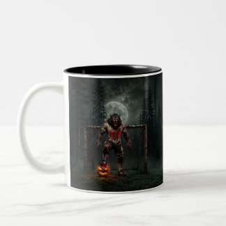Werewolf-voetbalspeler Halloween-horror Kunst Tweekleurige Koffiemok