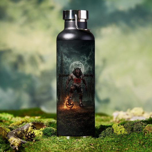 Werewolf Voetbalspeler Halloween Horror Kunst Waterfles (Buiten)