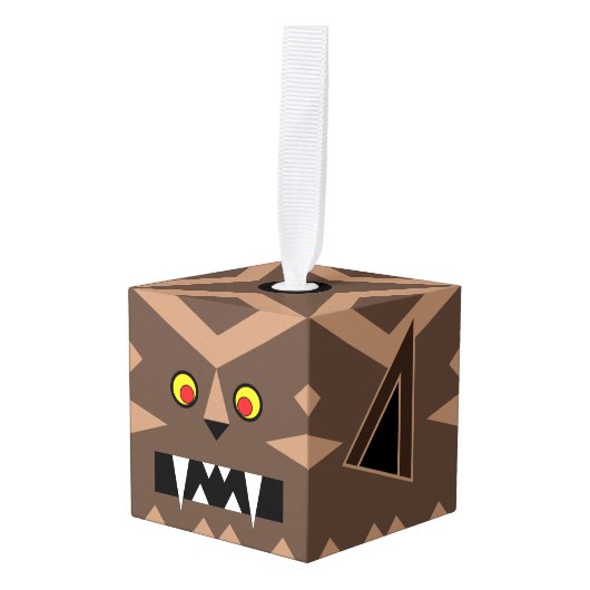 Werewolf Wooden Cube Halloween Ornament (Voorkant hoekig)
