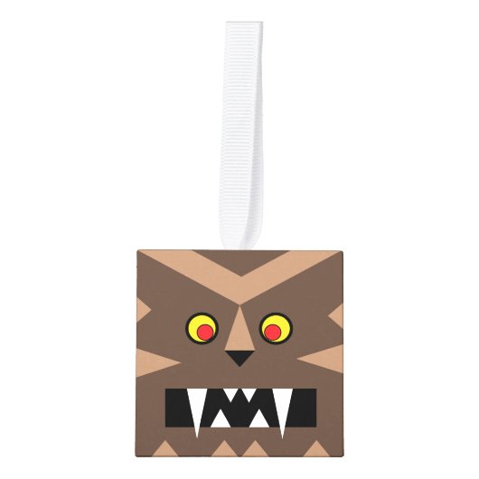 Werewolf Wooden Cube Halloween Ornament (Voorkant)