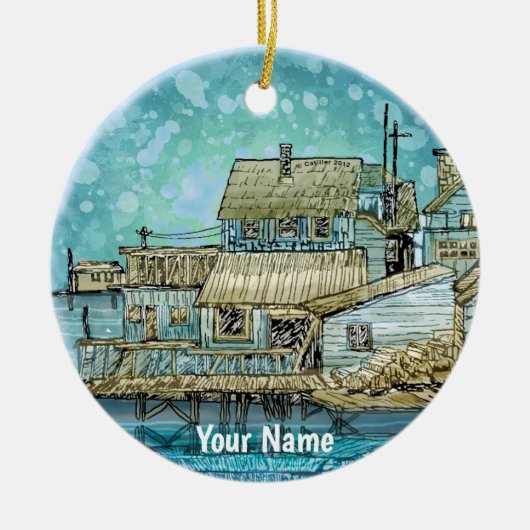 Werf Scene Keramisch Ornament (Voorkant)