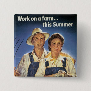 Werk aan een Boerderij... deze zomer Vierkante Button 5,1 Cm