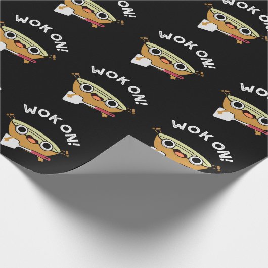 Werk aan Grappige Chinese Kookpen Donker BG Cadeaupapier (Hoek)