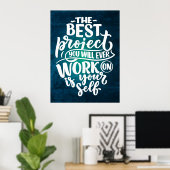 "Werk aan jezelf" Retro Inspirerend Quote Poster (Thuiskantoor)