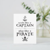 Werk als een kapitein, speel als een piraat briefkaart (Staand voorkant)