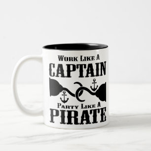 Werk als een kapiteinspartij als een piraat # tweekleurige koffiemok