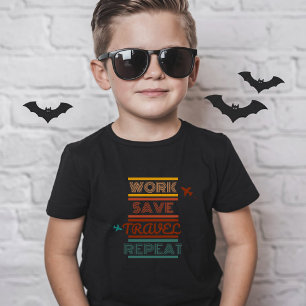 Werk Bespaar Reizen Herhaal – Avontuur & Reisliefh T-shirt