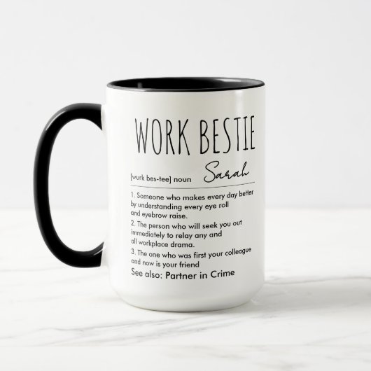Werk Bestie Aangepaste Naam Grappige Definitie Mok (Links)