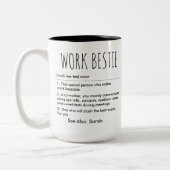 Werk Bestie Definitie Grappig Aangepaste Naam & Fo Tweekleurige Koffiemok (Links)