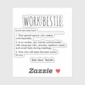 Werk Bestie Definitie Grappig Aangepaste Naam Sticker (Vel)
