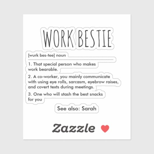Werk Bestie Definitie Grappig Aangepaste Naam Sticker (Vel)