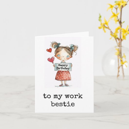 Werk Bestie, Happy Birthday Coworker Kaart (Gele Bloem)