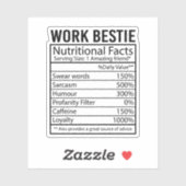 Werk Bestie Voedingsfeiten Cadeau voor werk Vriend Sticker (Vel)