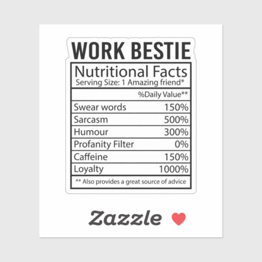 Werk Bestie Voedingsfeiten Cadeau voor werk Vriend Sticker (Vel)
