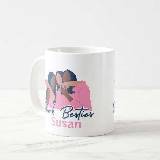 Werk Besties Aangepaste Mok, Vrouwen Collega Koffiemok (Voorkant links)