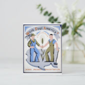 Werk betaalt Amerika Briefkaart (Staand voorkant)