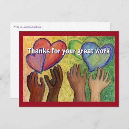 Werk Dank Je Hartjes Kunst Ansihtkaart Briefkaart (Voorkant / Achterkant)