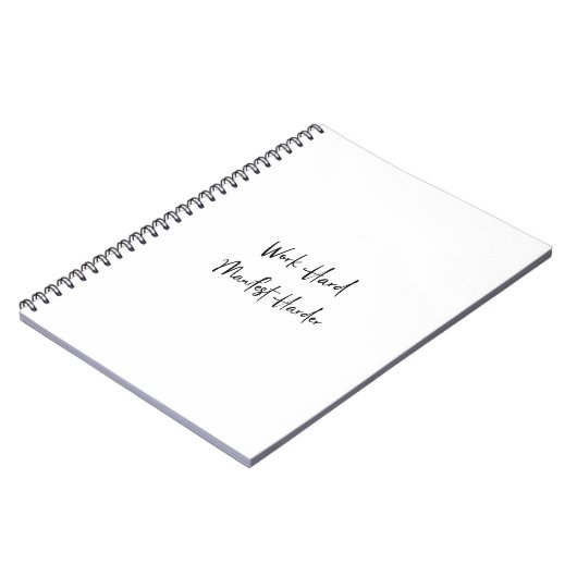 Werk elke dag hard, scherp werk ervoor notitieboek (Linkerzijde)