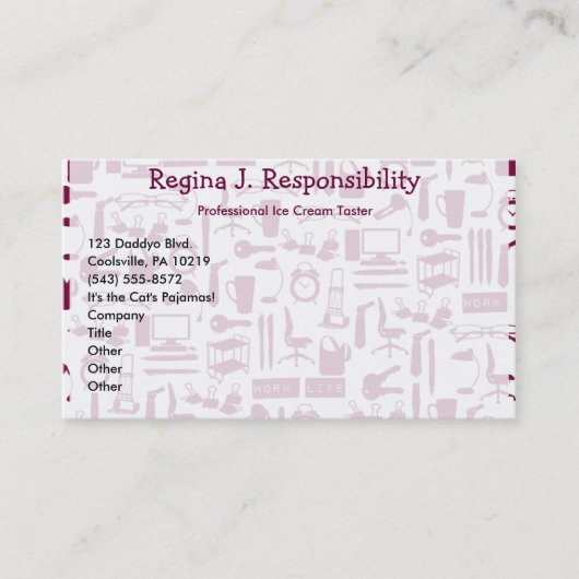 Werk en leven! visitekaartje (Voorkant)