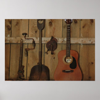 Werk en speel gitaar poster