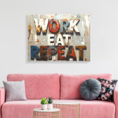 Werk eten herhalen canvas afdruk (Insitu (Woonkamer))