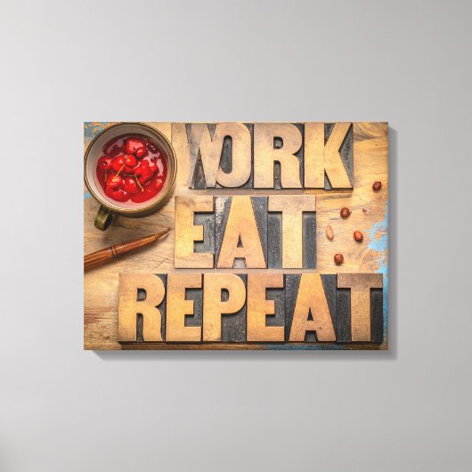 Werk eten herhalen canvas afdruk (Voorkant)