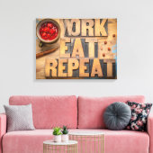 Werk eten herhalen canvas afdruk (Insitu (Woonkamer))