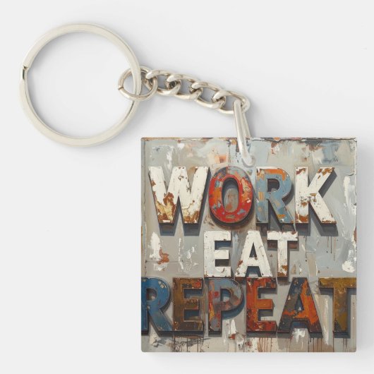 Werk eten herhalen sleutelhanger (voorkant)
