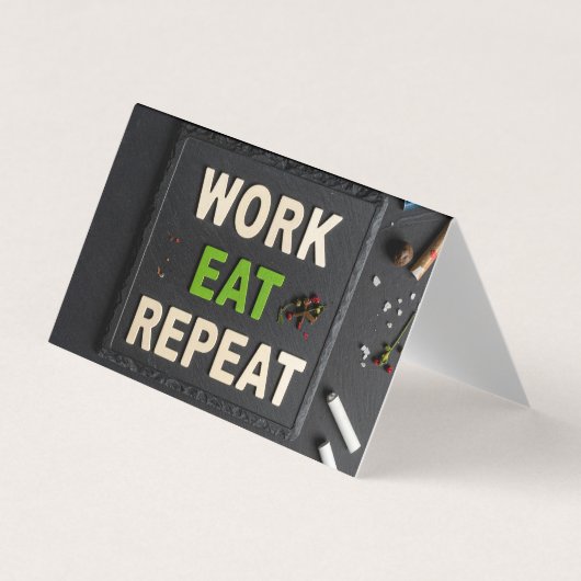 Werk eten herhalen visitekaartje (Voorkant)