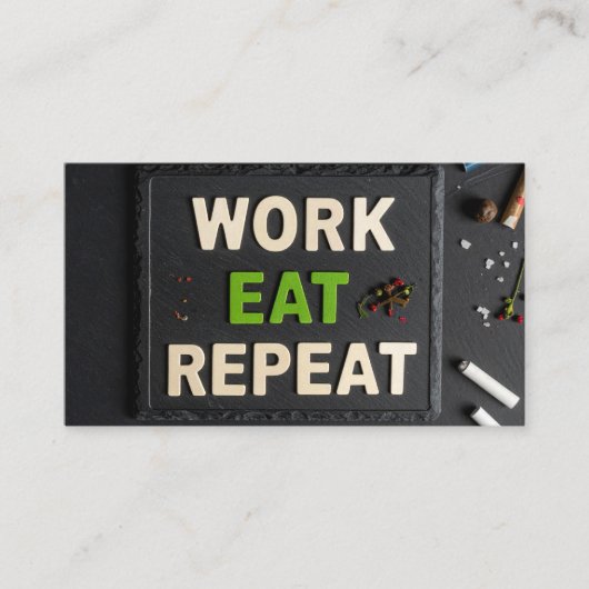 Werk eten herhalen visitekaartje (Voorkant)