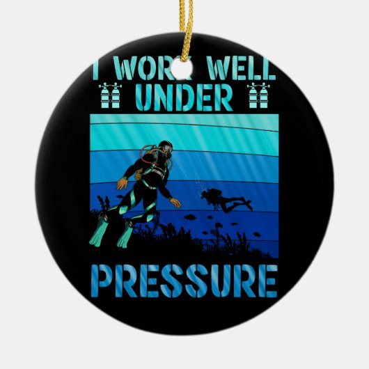 Werk goed onder druk duiken oceaanduiker keramisch ornament (Voorkant)