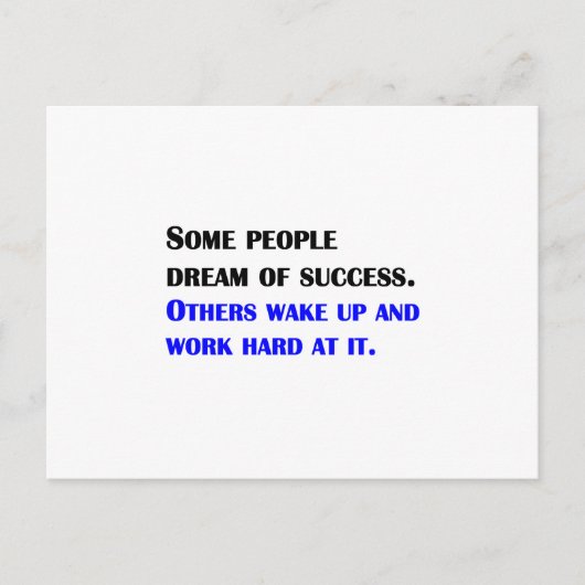 Werk hard bij succes briefkaart (Voorkant)