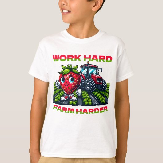 Werk hard, Boerderij harder Funny Tractor T-shirt (Voorkant)