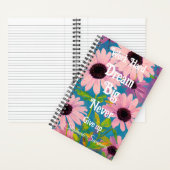 Werk Hard Dream Big Floral Daisy Inspiratie Volwas Notitieboek (Binnen)