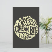 Werk hard droom groot briefpapier (Staand voorkant)