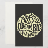 Werk hard droom groot briefpapier (Voorkant / Achterkant)