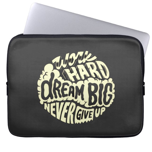 Werk hard droom groot  laptop sleeve (Voorkant)