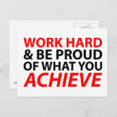 Werk hard en ben trots op wat je bereikt hebt briefkaart (Voorkant / Achterkant)