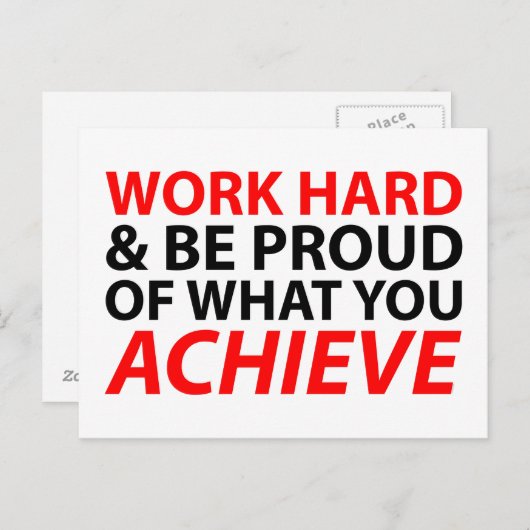 Werk hard en ben trots op wat je bereikt hebt briefkaart (Voorkant / Achterkant)
