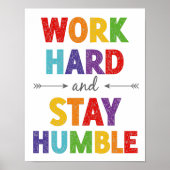 Werk hard en blijf Humble Classroom Motivatie P Poster (Voorkant)