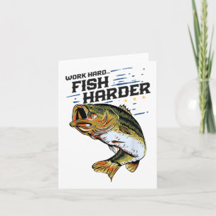 Werk Hard Fish Harder Funny B Vissen Angler Fishe Kaart