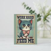 Werk hard Oude  Cat Briefkaart (Staand voorkant)