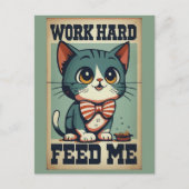Werk hard Oude  Cat Briefkaart (Voorkant)