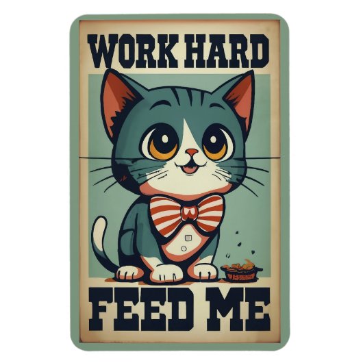 Werk hard Oude Cat Magneet (Verticaal)